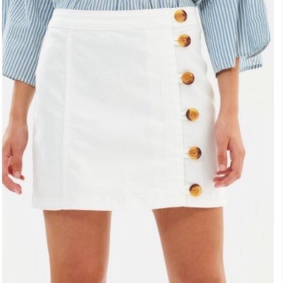 Free People Little Daisies Mini Skirt - Ivory - 10 - New Without Tags - Picture 5 of 7